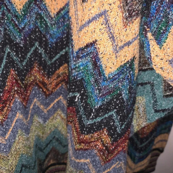 Vintage Cotton Linen Chevron  Print Multicolour Crewneck L - Picture 11 of 12